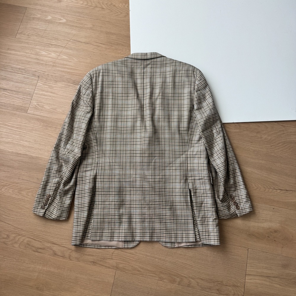 VTG Burberry London 42 Reg Blazer Bond Street Silk Wool Cotton Check Sport Coat - Picture 6 of 10